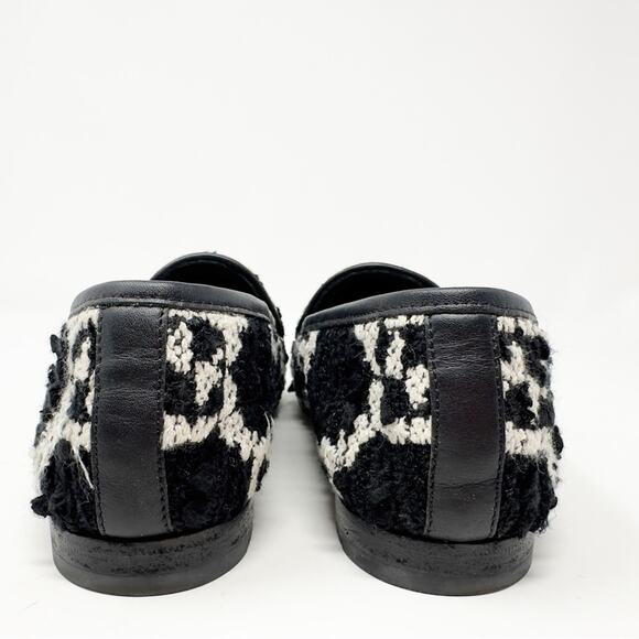 Gucci Jordaan GG Tweed Horsebit Loafers Black White Size 37 - Picture 4 of 12